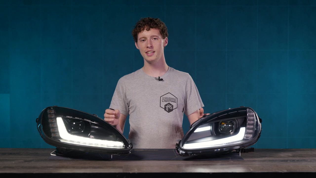TRS presenter comparing Morimoto XB LED and budget C6 Corvette headlight options