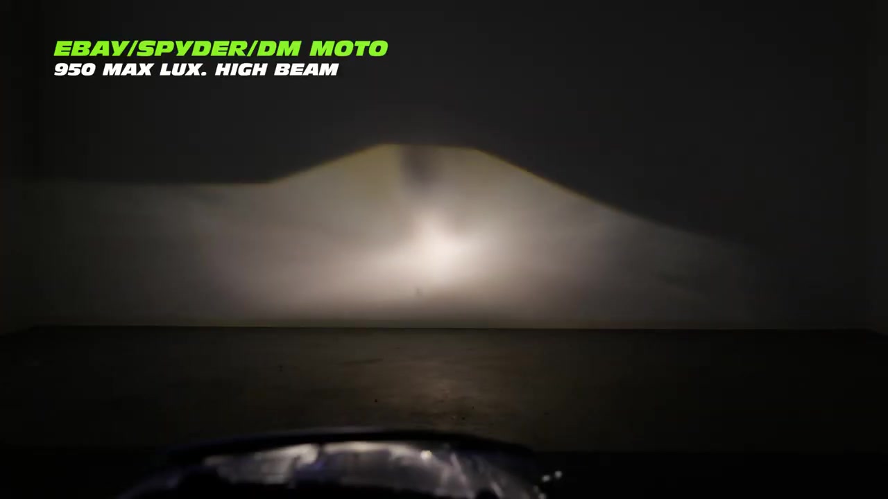 Spyder C6 Corvette headlight beam pattern 950 max lux high beam wall shot showing poor output